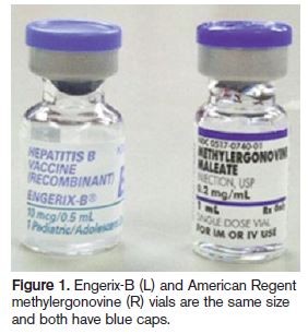 Energix-B and methylergonovine vials