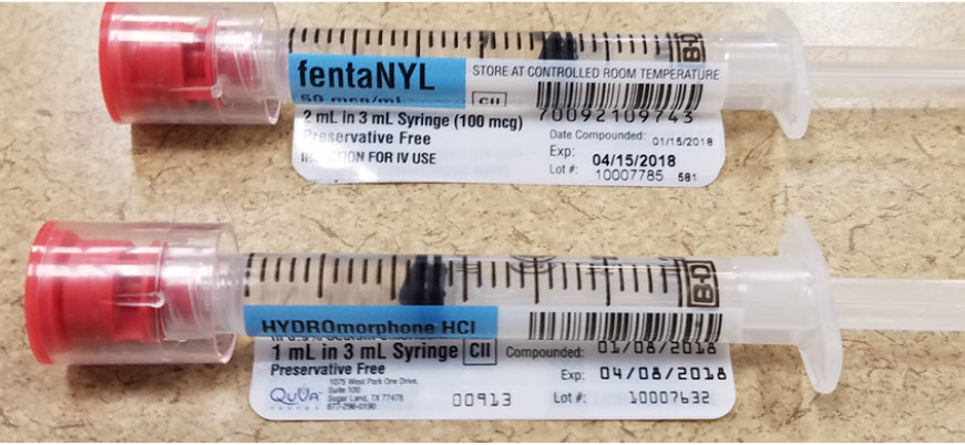 fentanyl and hydromorphone syringes