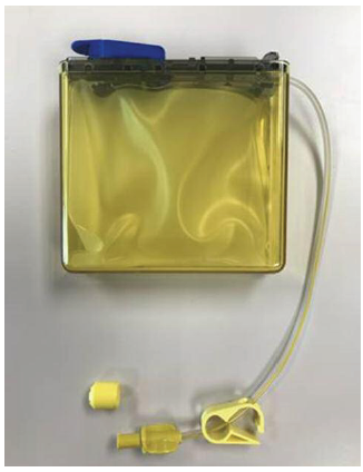 Figure 3. CADD cassette with yellow NRFit (non-Luer) connector and cap for epidural use.
