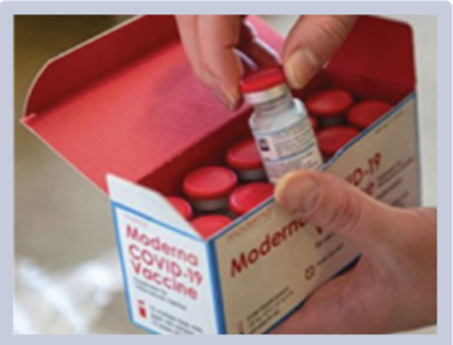 Figure 3. The Moderna COVID-19 vaccine vial has a red cap, similar to the red cap on vials of Regeneron’s monoclonal antibodies (see Figure 2).