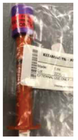 Figure 1. If you must package a topical product in an enteral or oral syringe, affix an auxiliary label stating, “For External Use Only,” over the cap and to the immediate container.