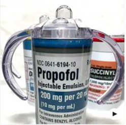 Figure 3. A sippy cup imitating a propofol vial. 